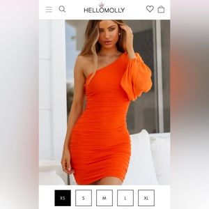 Hello Molly Party It Up Dress in Orange, XS or 2, NWOT